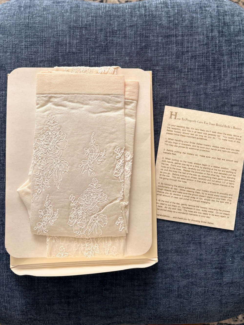 VTG NWT 80’s Bridal Belles Ivory Embroidered Tights Size Tall - Picture 15 of 15